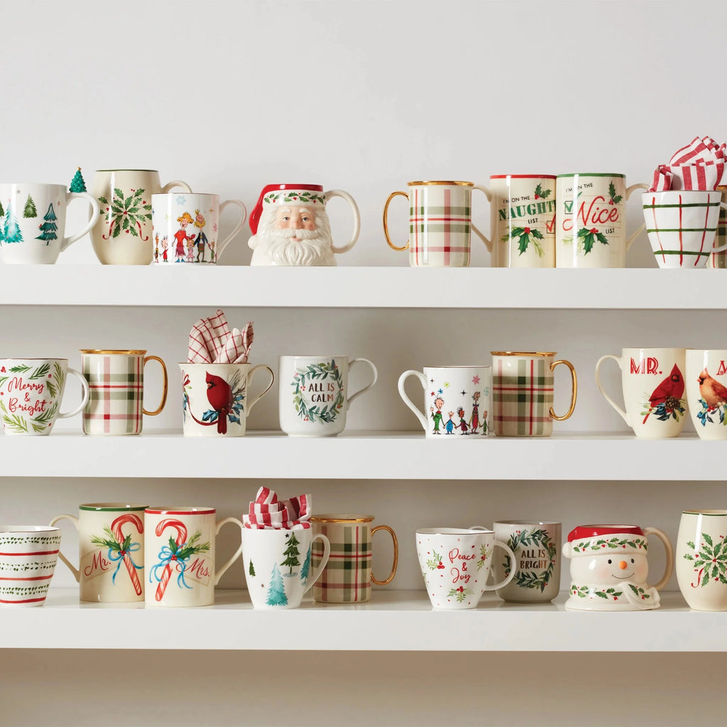 Set of 4 Holiday Plaid Mugs Z44059