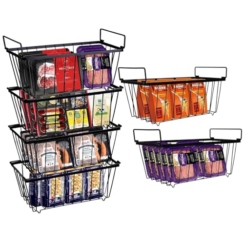6 Pack Black Freezer Organizer Bins B4814