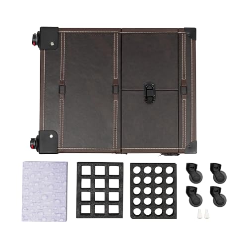 Black Aluminum Cosmetic Organizer Box with Mirror and 4 Wheels F432525