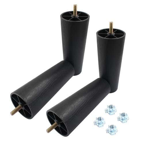 4Pcs 6 inch Plastic Tapered Sofa Legs with M8 Hanger Bolts E72088