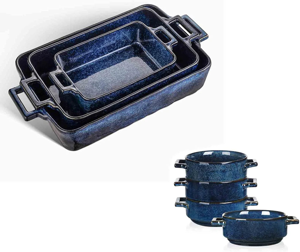 7-Piece Porcelain Blue Bakeware Set V419149