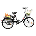 Adult Tricycle 7 Speed 24/26 Inch 3 Wheel Trike with Folding Front & Rear Basket B38096