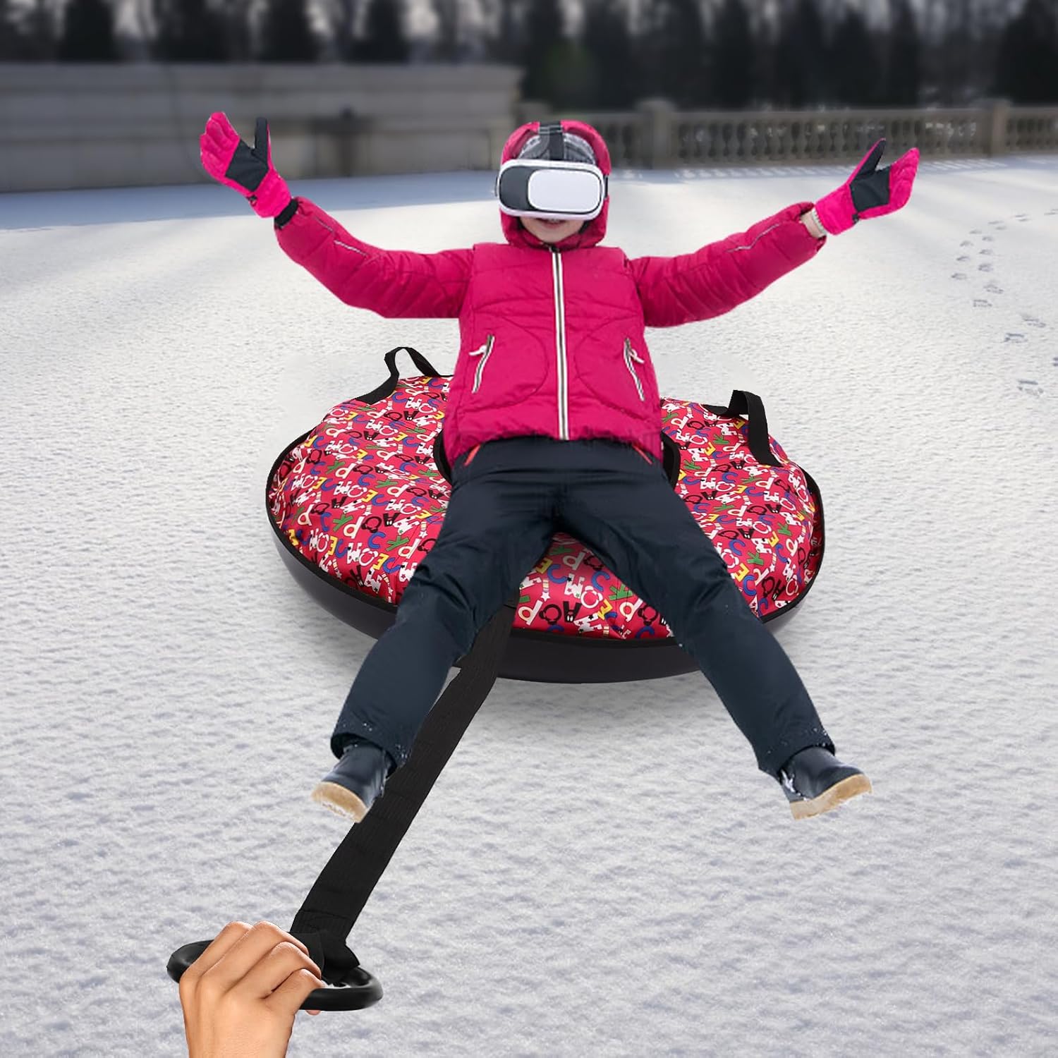 90cm Oxford Cloth Inflatable Snow Sled with Hard Plastic Bottom B644