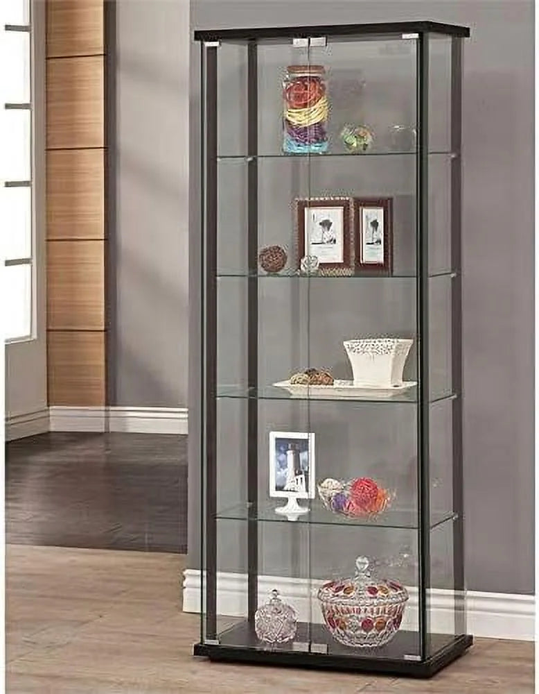 Black 5 Shelf Glass Curio Cabinet Z317648