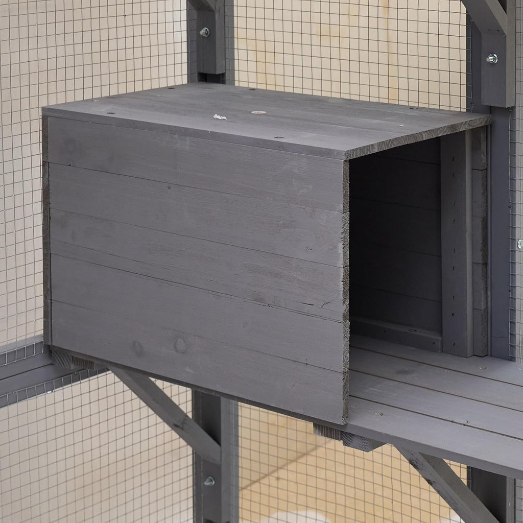 Large Wooden Cat Enclosure with Wheels and Glass Doors, 38" X 32" X 24" X612