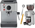 Stainless Steel Espresso Maker with Conical Burr Coffee Grinder Bundle (2 Items) O32801