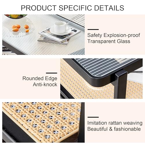 41.3 Inch Rectangle Wooden Coffee Table with Storage K838659