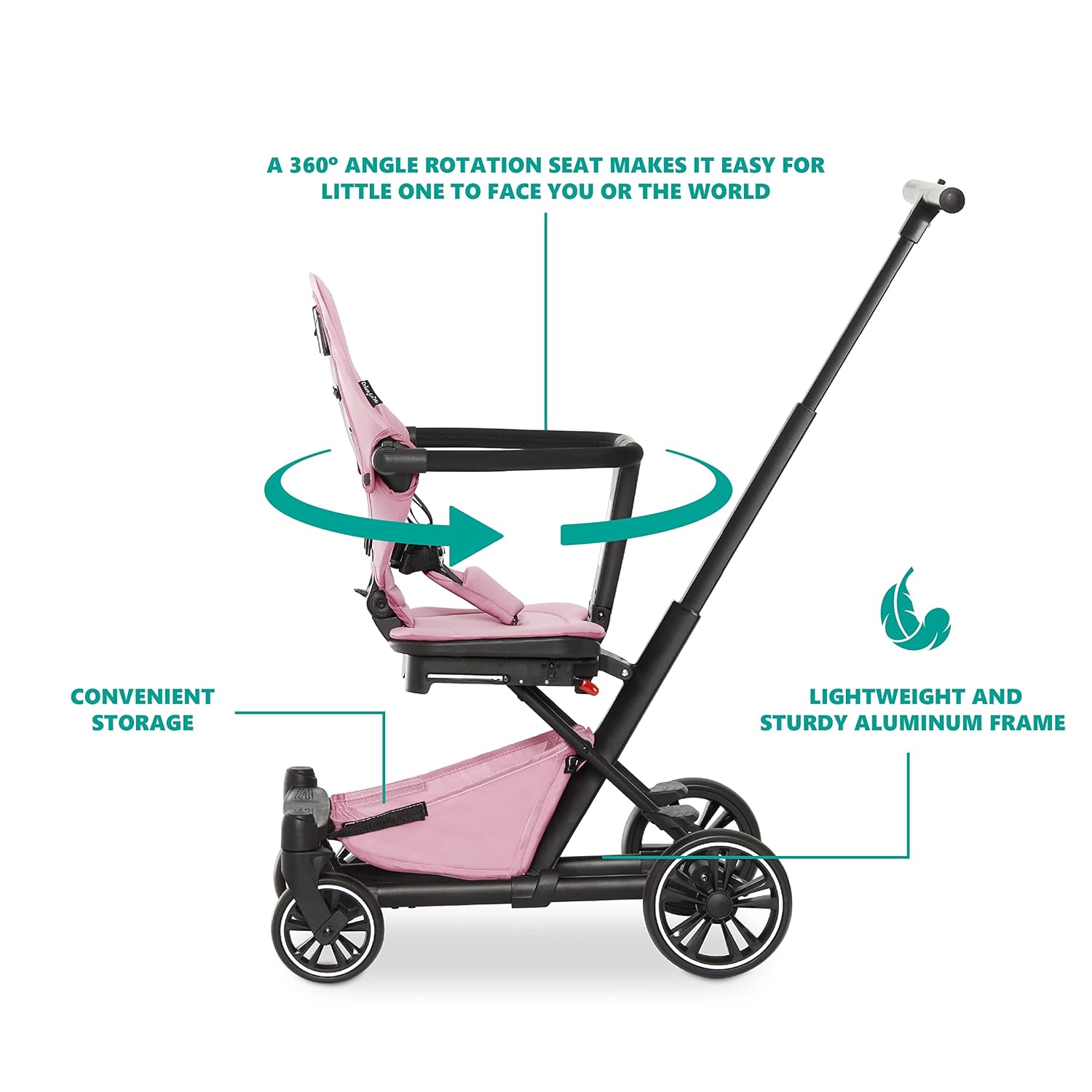 Pink Lightweight Baby Stroller with Compact Fold O71737