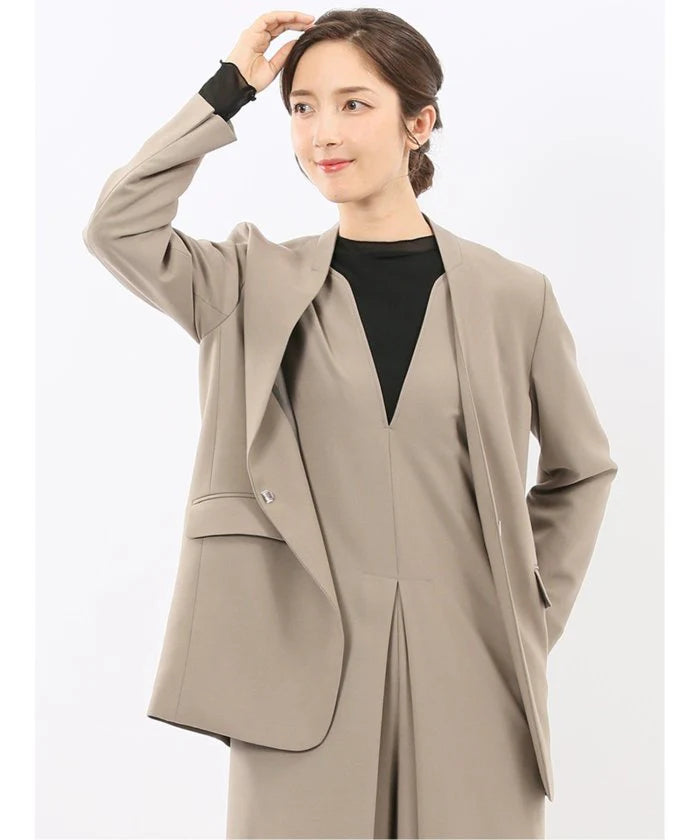 Stretch Washable Woolish No Collar Jacket F496