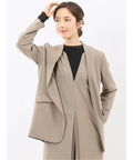 Stretch Washable Woolish No Collar Jacket F496