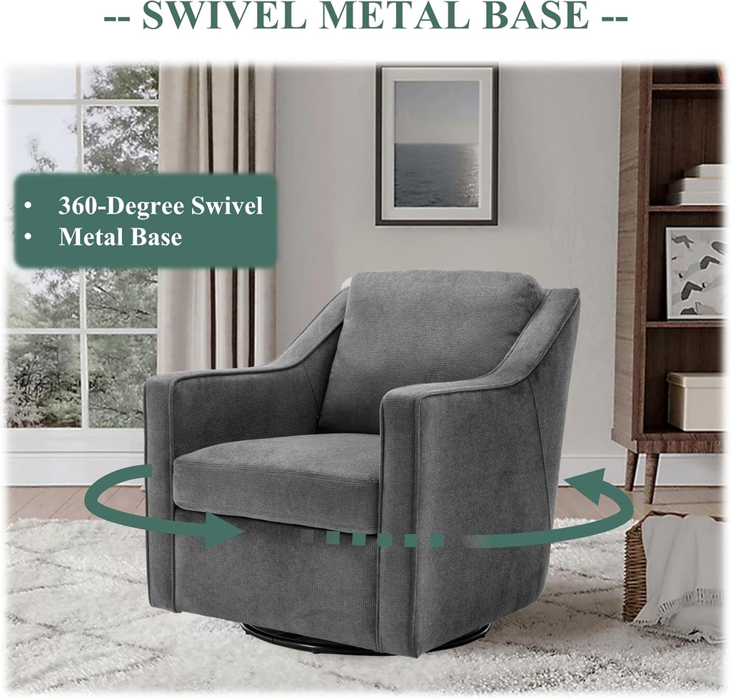 Grey Upholstered Fabric Swivel Accent Chair Set of 2 with Lumbar Pillow C685807