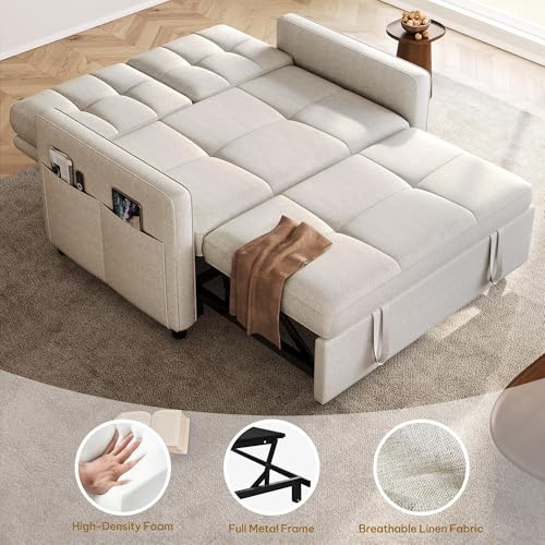 Grey 3-in-1 Convertible Sofa Bed with Pull-Out Bed T49148