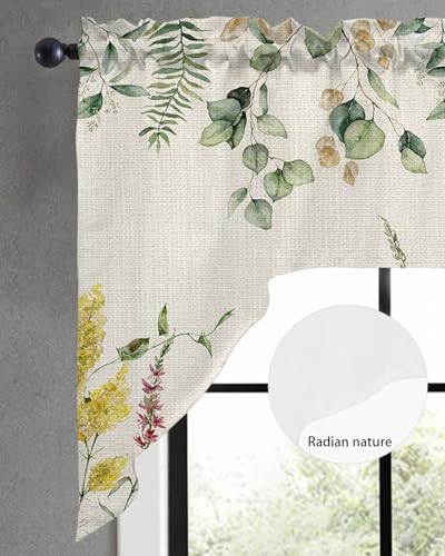 3 Pieces Tier with Swag Window Curtains Set, 27.5W x 36L Light Filtering L10946