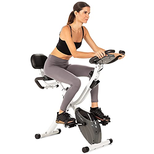 2 In 1 Recumbent Exercise Bike and Upright Indoor Cycling Bike with 10 Level Magnetic Resistance O337