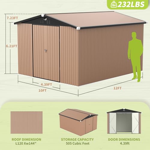 Metal Storage Shed 10x12 with Lockable Doors S414