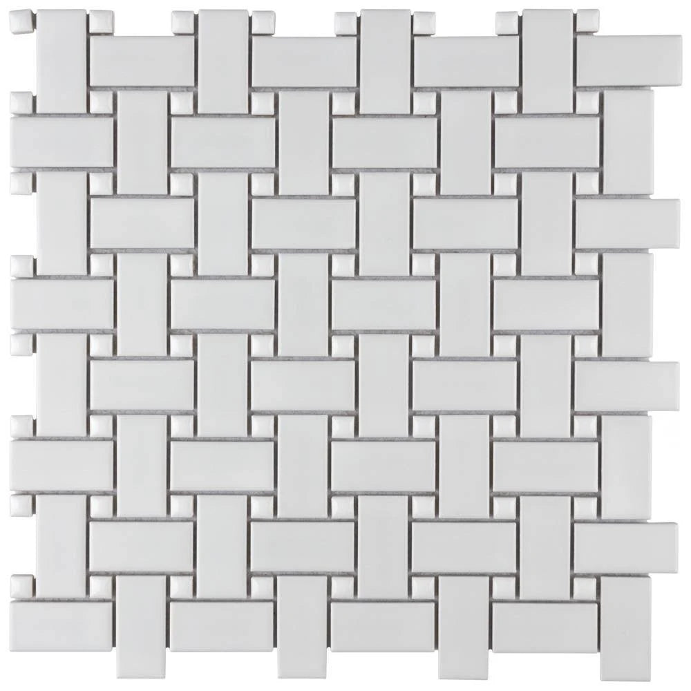 Matte White with Glossy White Dot 11-3/4 in. x 11-3/4 in. Porcelain Mosaic Tile G807