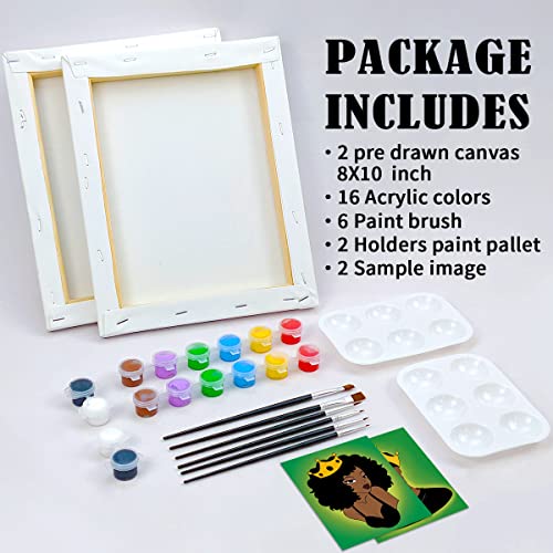 2 Pack Pre Drawn Stretched Canvases Paint Art Set 8x10 V76177