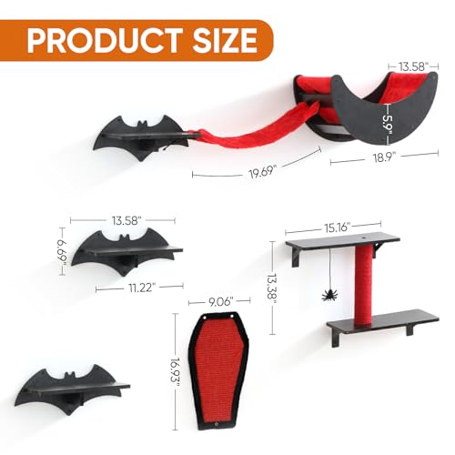 7pcs Wall-Mounted Cat Shelves Set with Scratching Board P407