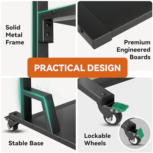 Rolling TV Cart Floor Stand with Mount and Wheels W691