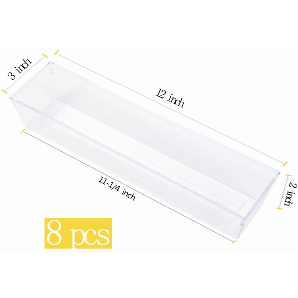 Set of 8 Clear Plastic Drawer Organizer Tray J65922