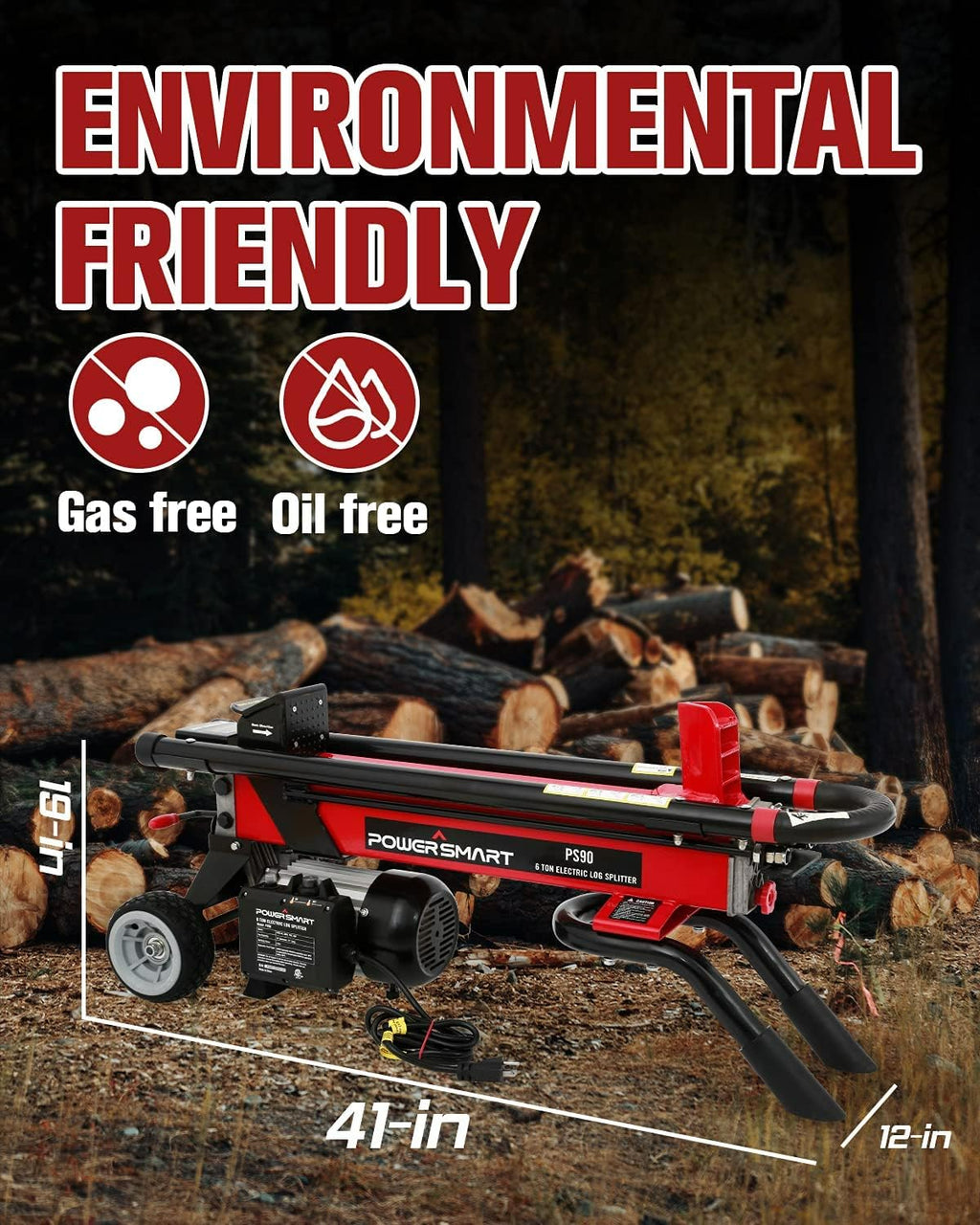 6-Ton Electric Log Splitter with Steel Wedge N508