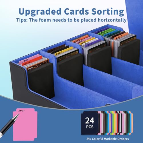 Trading Card Storage Box 4Rows, 3200+ Cards, with 24 Dividers & 4 Foam Stoppers W518