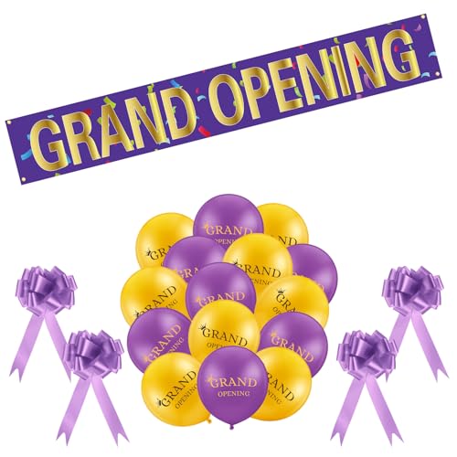Red Grand Opening Ribbon Cutting Ceremony Kit with 10'' Scissors 40 Pcs Balloons Satin Ribbon Bows J59622