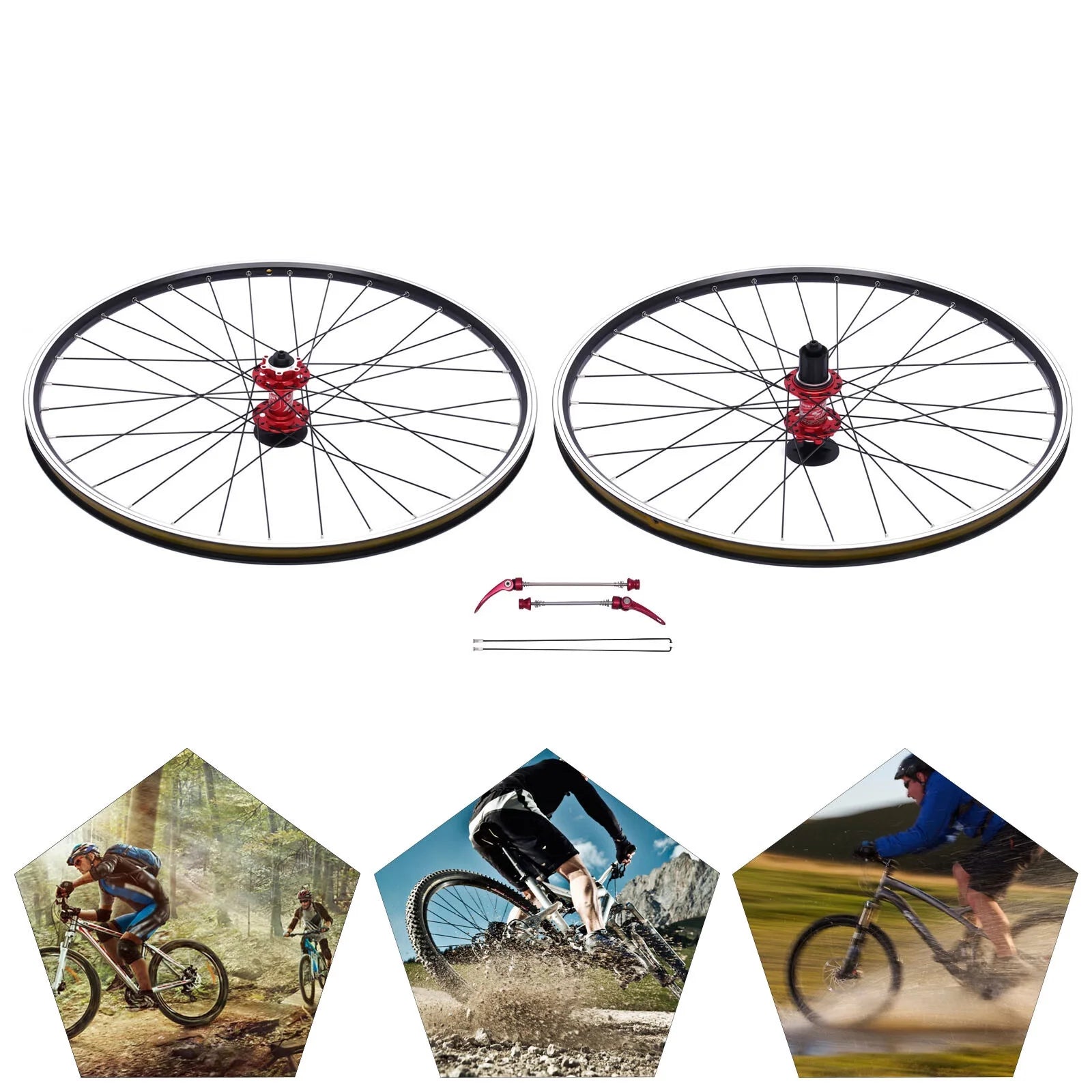 Red Hub 27.5" Aluminum Alloy Mountain Bike Wheelset F510145