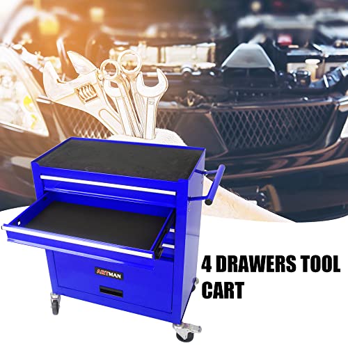 Orange Metal 4-Drawer Rolling Tool Cart H433