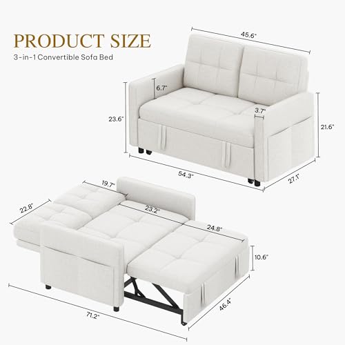 Grey 3-in-1 Convertible Sofa Bed with Pull-Out Bed T49148