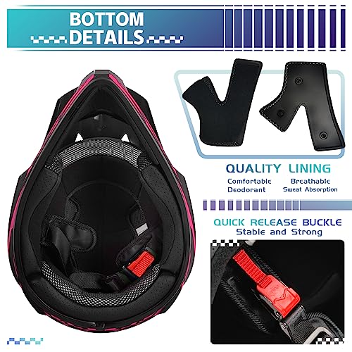 DOT Approved Full Face Motocross Helmet 4-Piece Set with Gloves Goggles Face Shield W837401