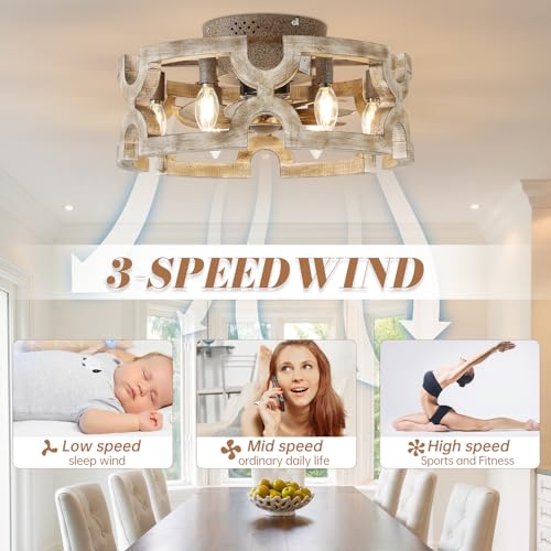 White Caged Ceiling Fan with Light D857270