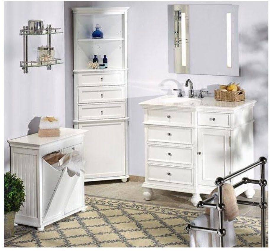 White Corner Linen Cabinet W661