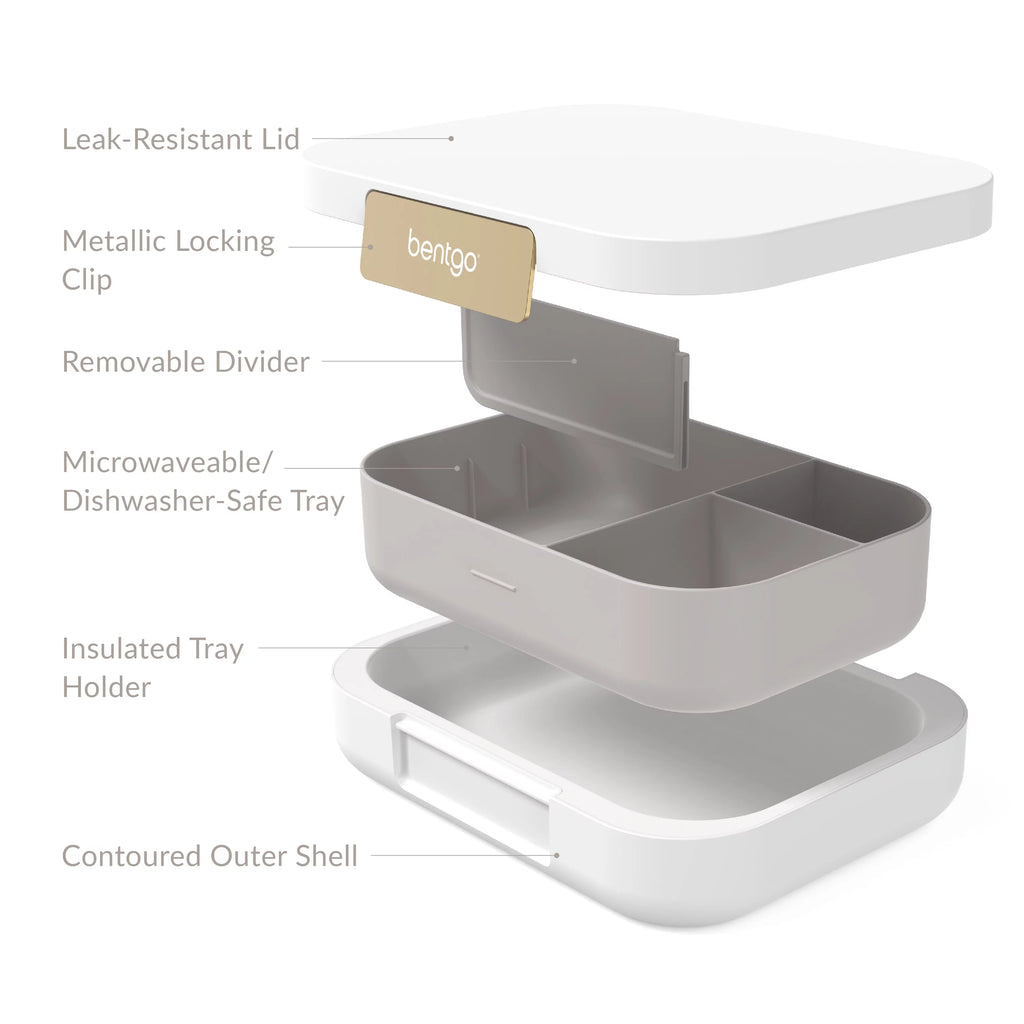Leak-Resistant 4-Compartment Bento-Style Lunch Box, BPA-Free (Dark Gray) F61035