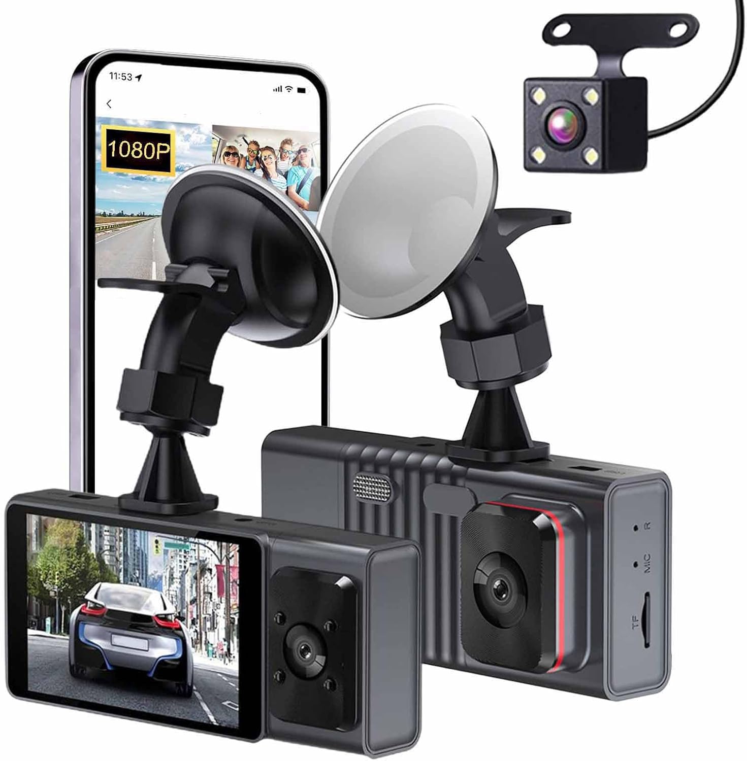 3 Channel Dash Cam with WiFi and Infrared Night Vision U963
