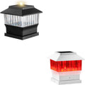 50 Lumen 3 Modes Solar Post Lights (1 Pack) and RGB & Warm Solar Post Cap Lights (1 Pack) D663