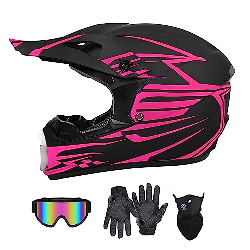 DOT Approved Full Face Motocross Helmet 4-Piece Set with Gloves Goggles Face Shield W837401