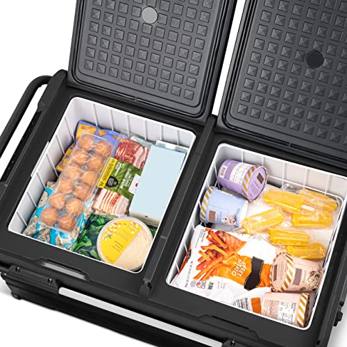 80 Qt. Electric Car Camping Cooler with Dual Zone Fridge and Freezer R950