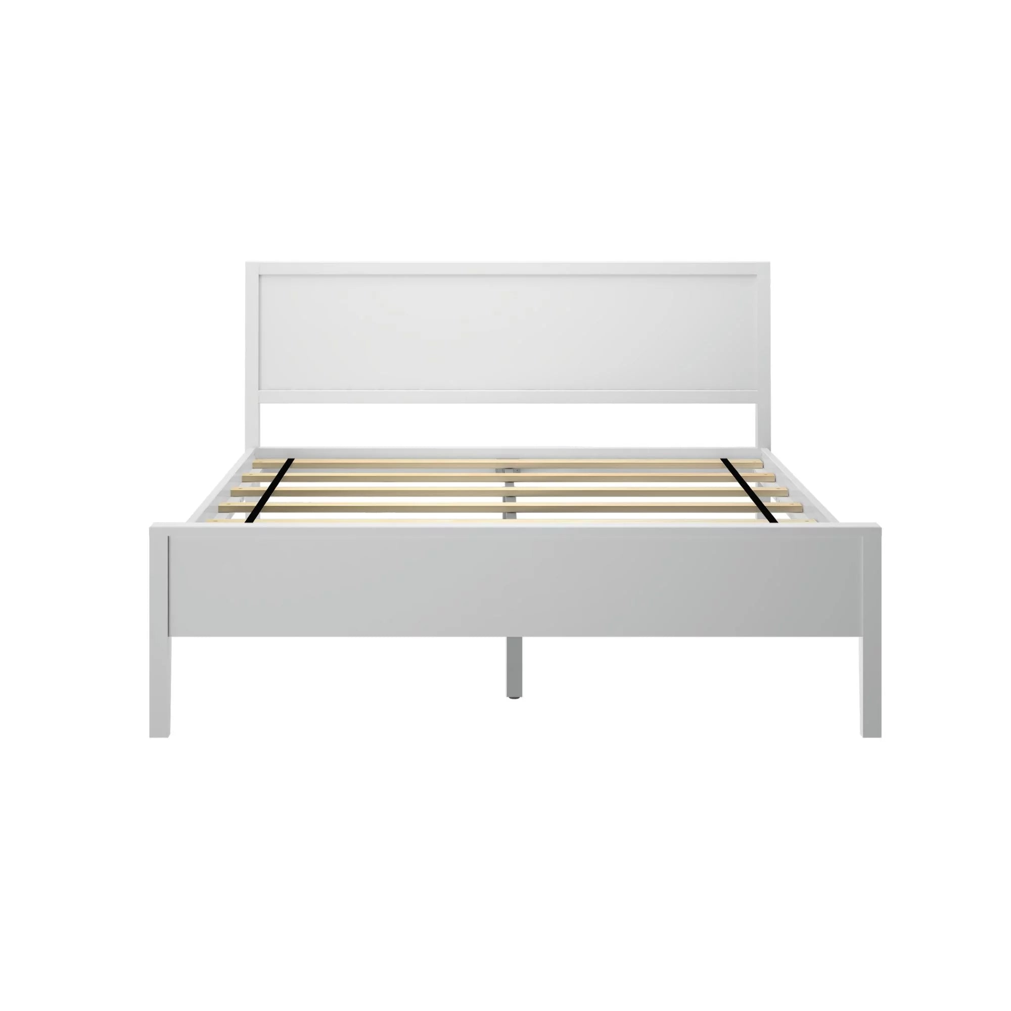 White Solid Wood Queen Bed Frame with Headboard F12434