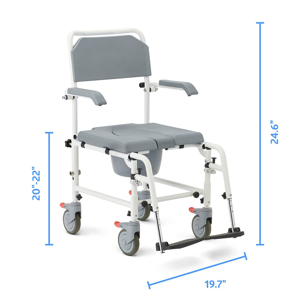 Aluminum Shower Commode Transport Chair, 275 lbs. Capacity F984