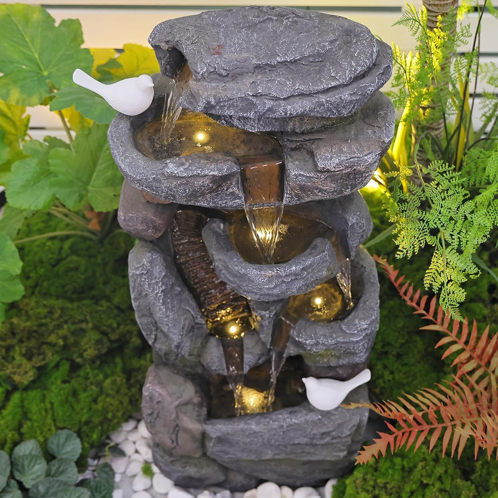 Grey Resin 5-Tiered Water Fountain T870407