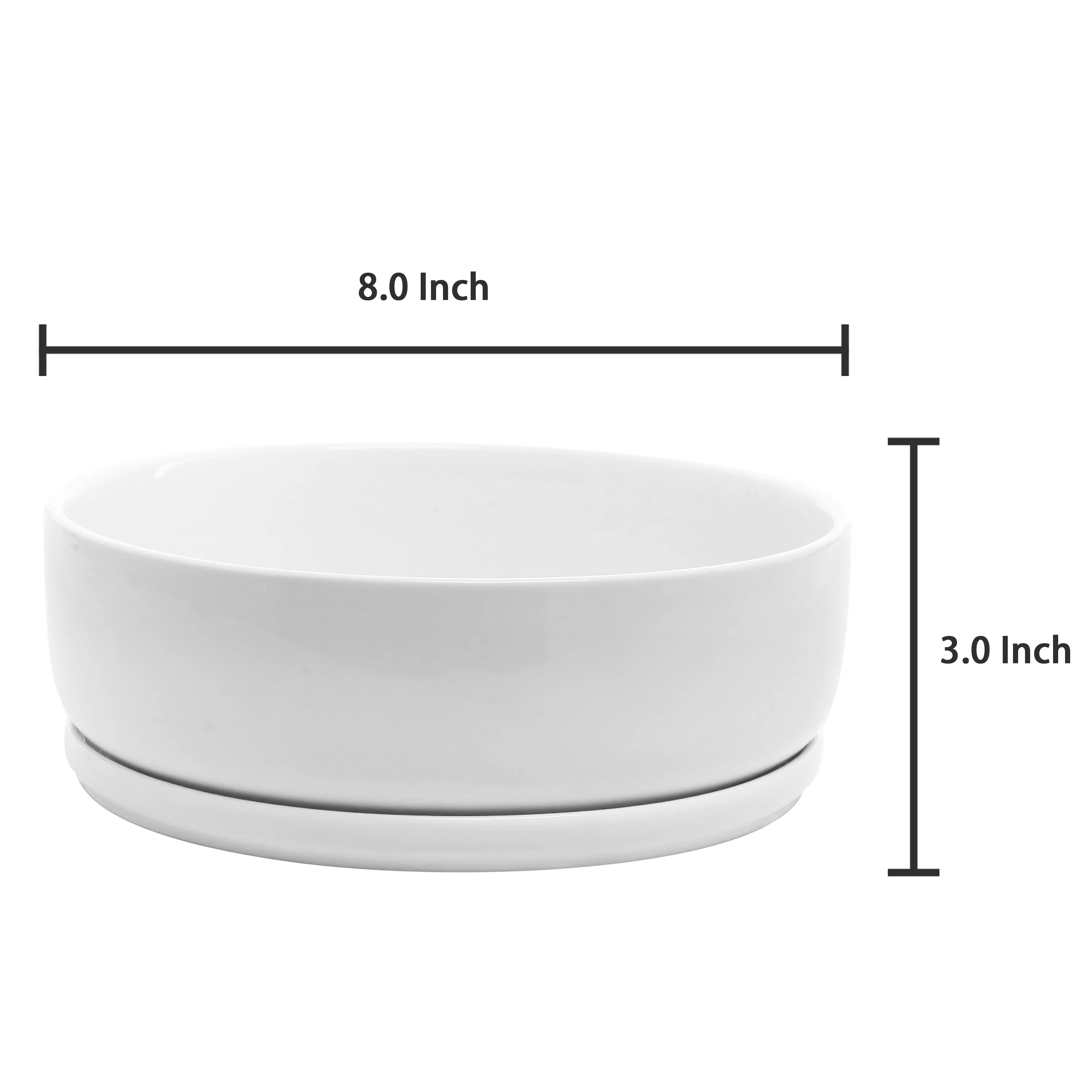 White Ceramic Round Succulent Planter W876645