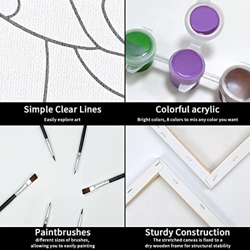 2 Pack Pre Drawn Stretched Canvases Paint Art Set 8x10 V76177