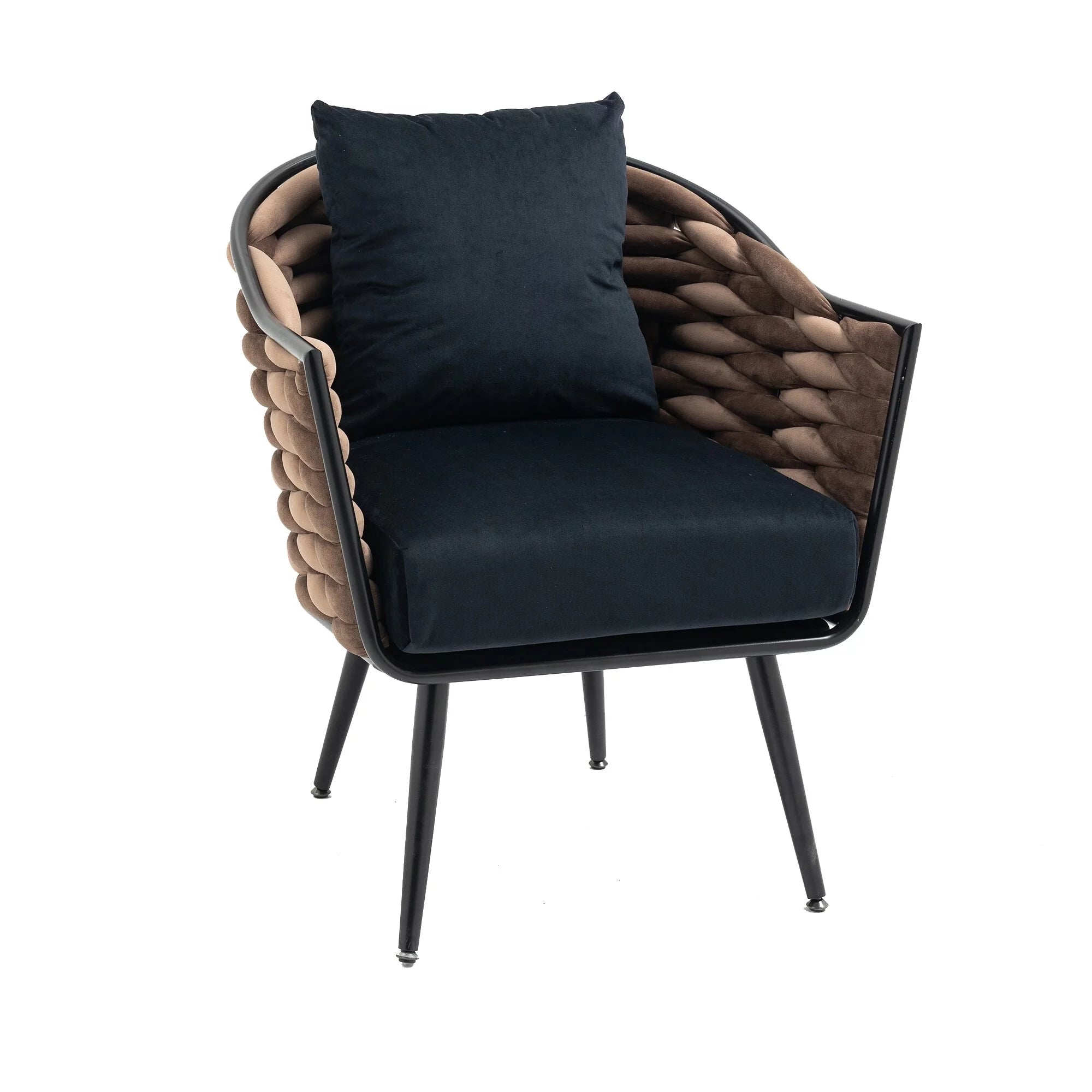 Black Velvet Barrel Chair S15153