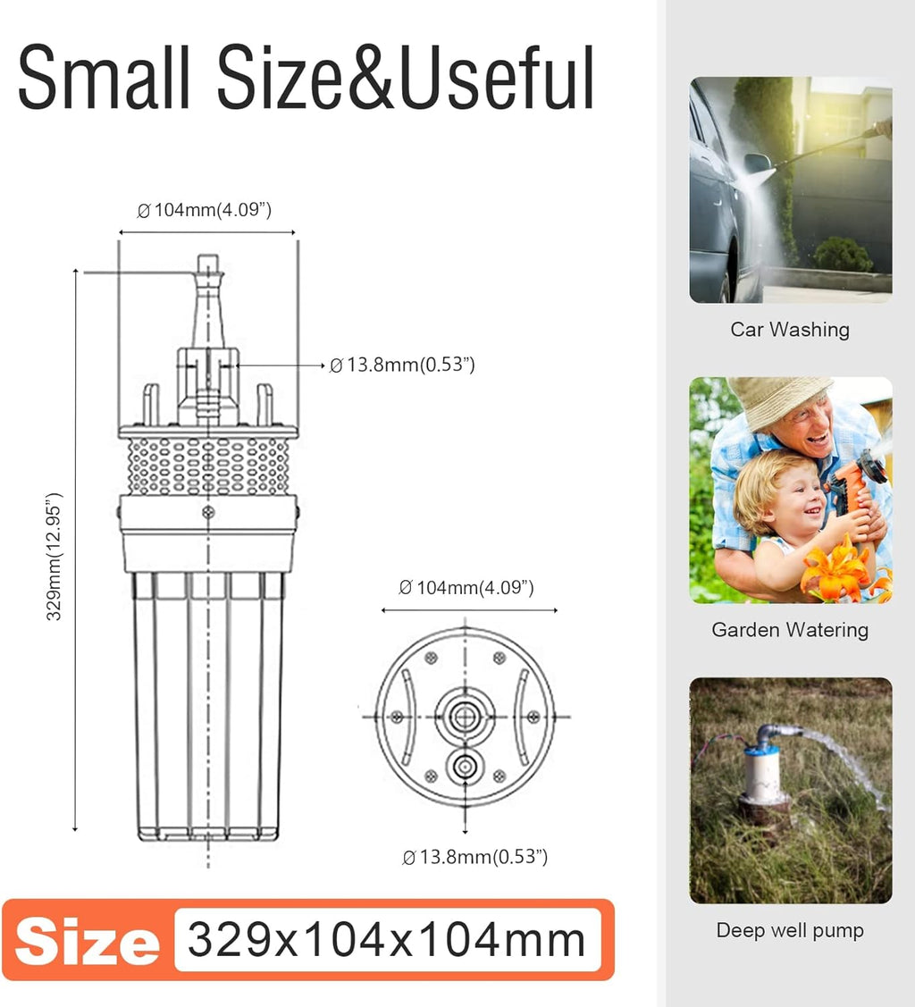12V Solar Well Pump Kit with 120W Solar Panel and 10Ah Battery P6951