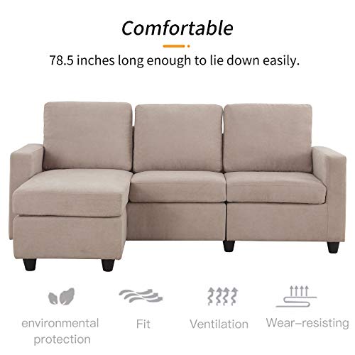 Black L Shaped Convertible Sectional Sofa with Reversible Chaise G3151