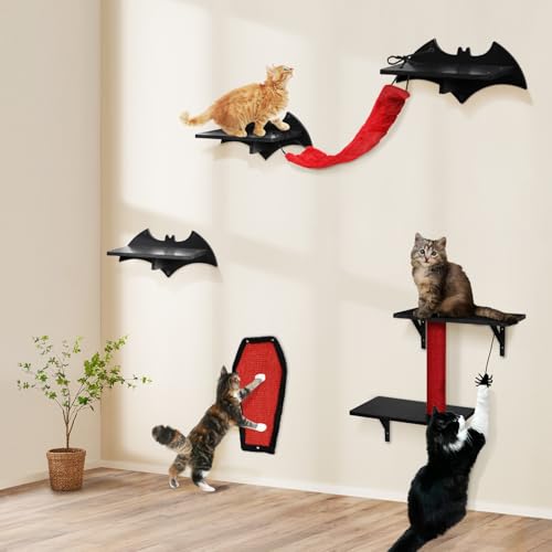7pcs Wall-Mounted Cat Shelves Set with Scratching Board P407