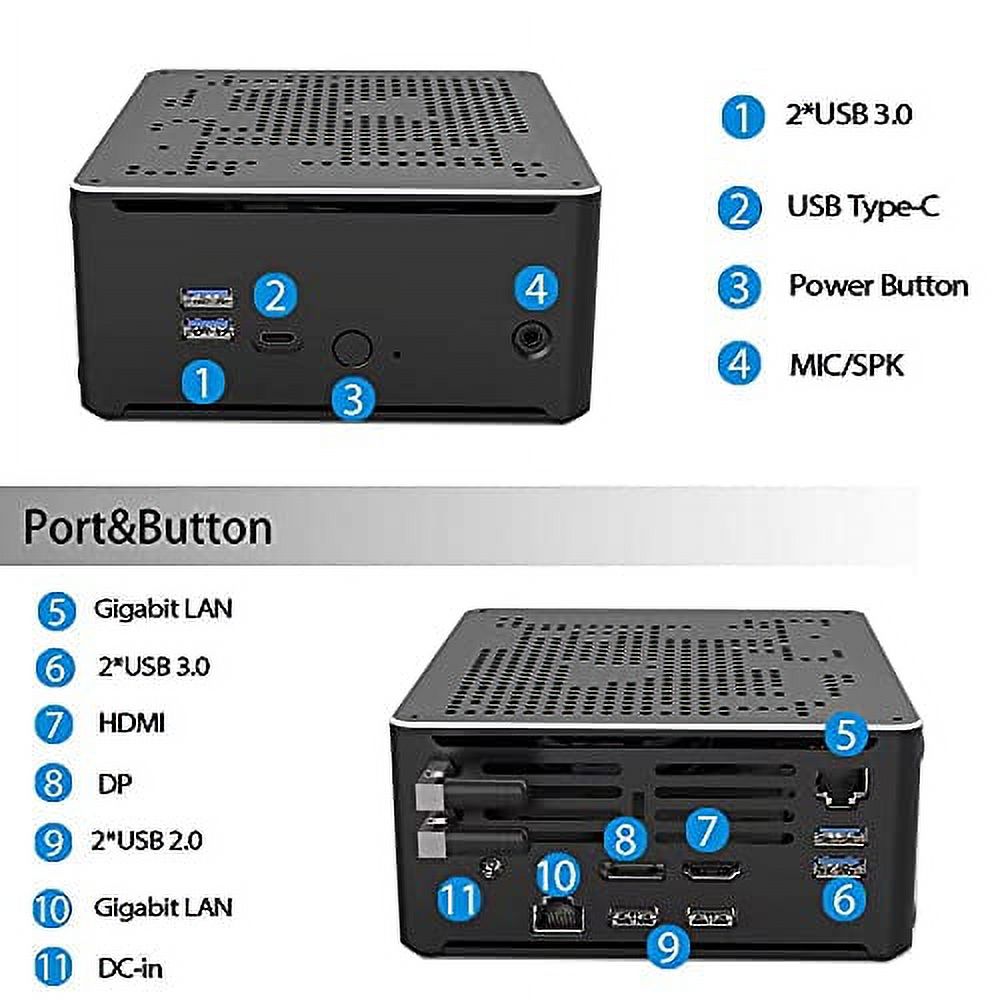 Mini PC Core i9 9880H UHD Graphics 630 Windows 10 Pro DDR4 32GB RAM 512GB NVME SSD 2 Gigabit Ethernet M67606