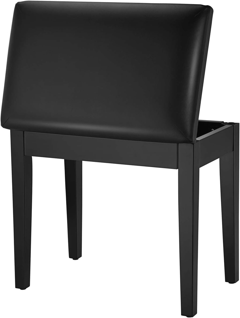 Black Solid Wood Piano Bench with Storage P895345