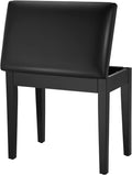 Black Solid Wood Piano Bench with Storage P895345